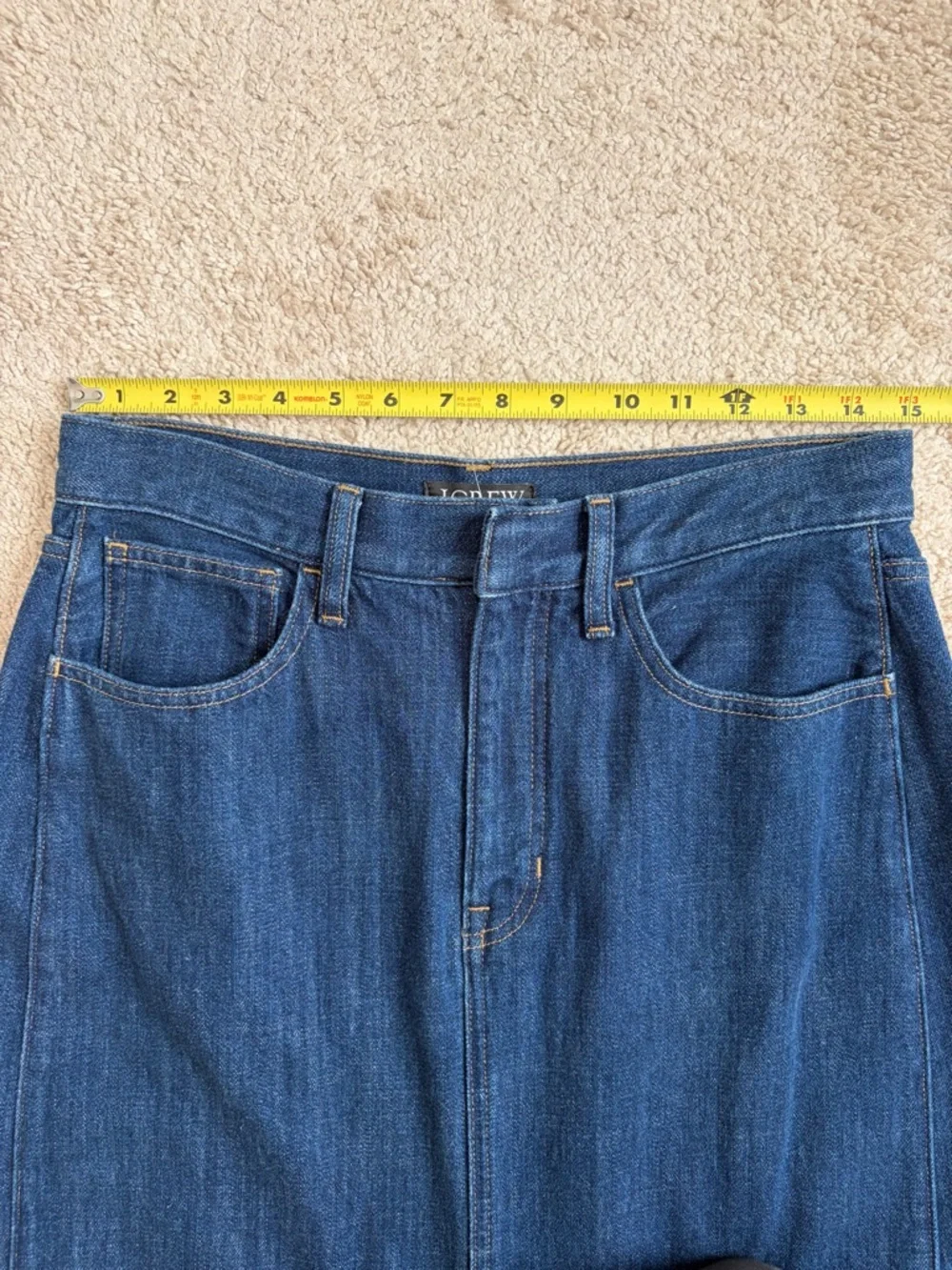 J.Crew NWT Denim Front Slit Midi Skirt in Medium Rinse Wash Women's Size‎ 28
